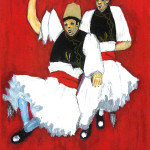 Albanian Dancers, Watercolor.
